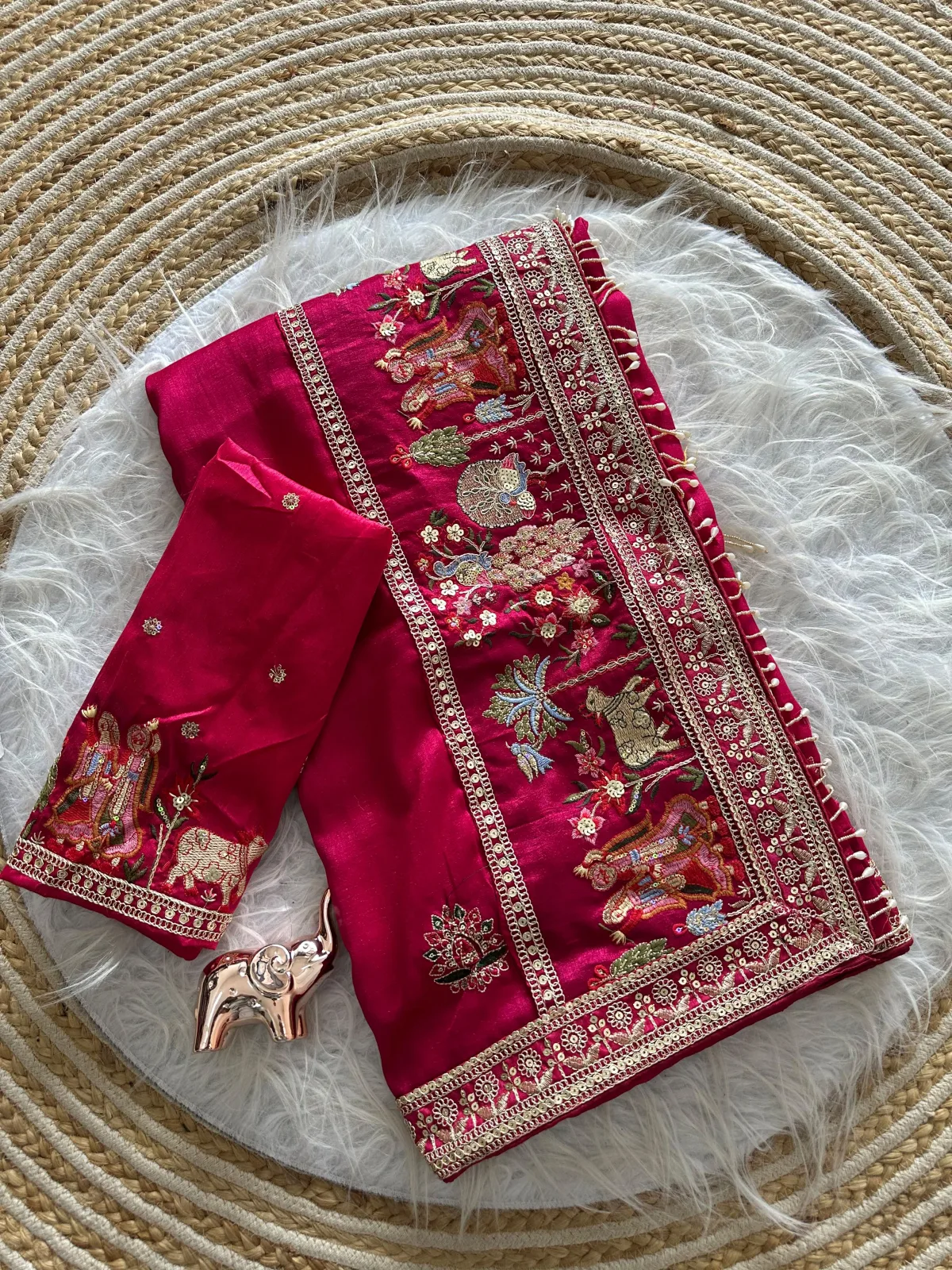 Elegant Vichitra Silk Saree - Pink