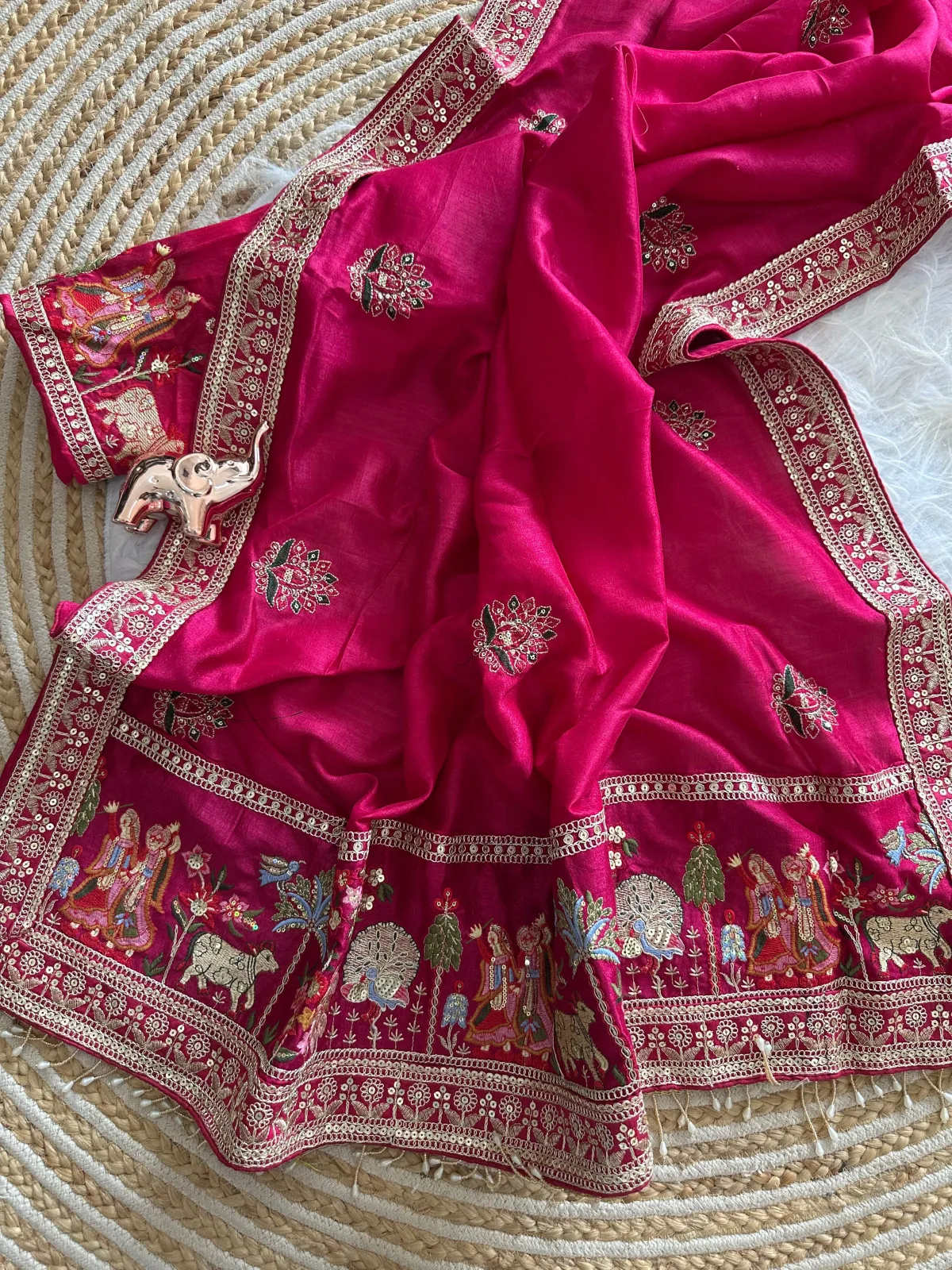 Elegant Vichitra Silk Saree - Pink view 2