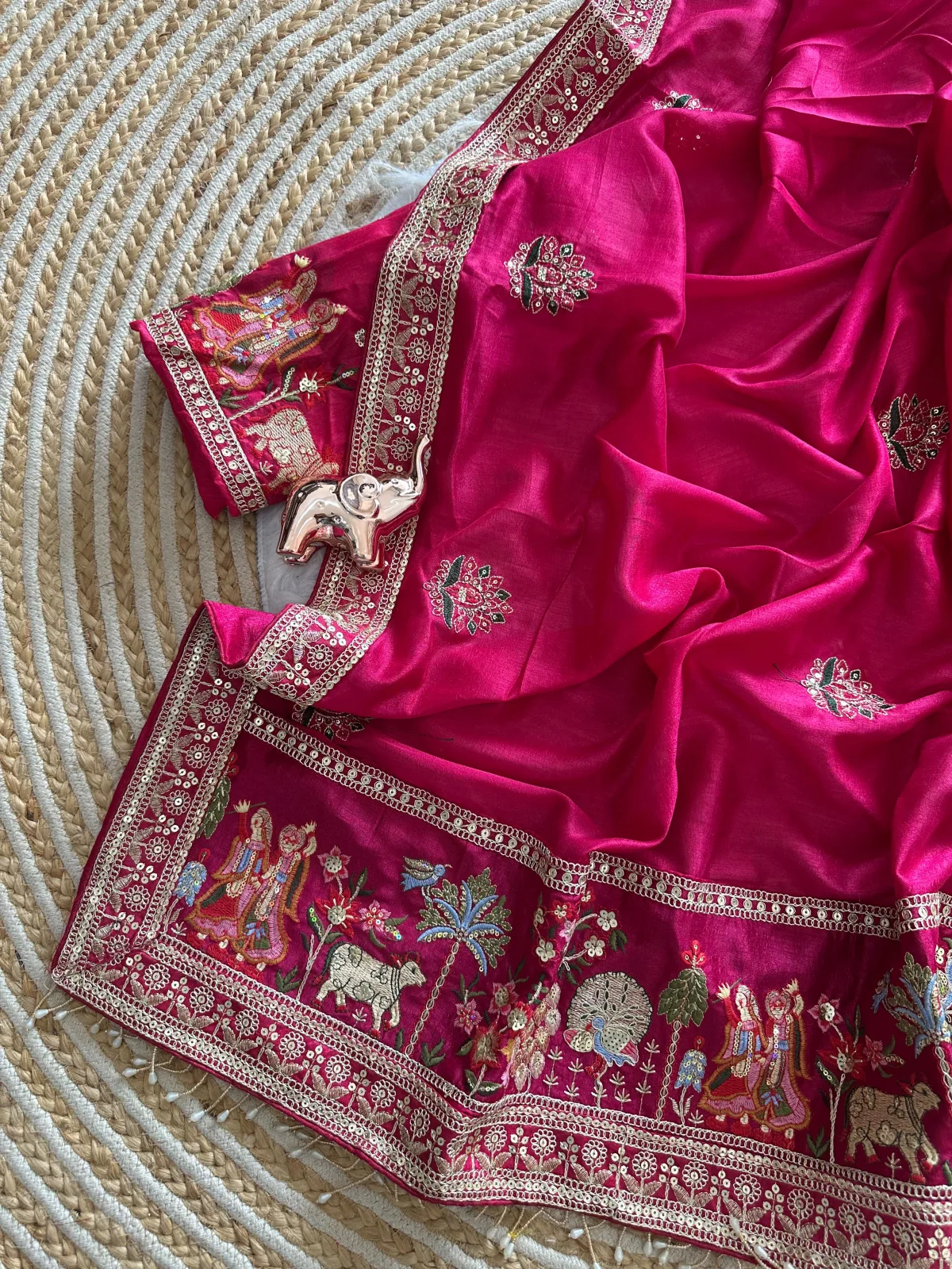 Elegant Vichitra Silk Saree - Pink view 3