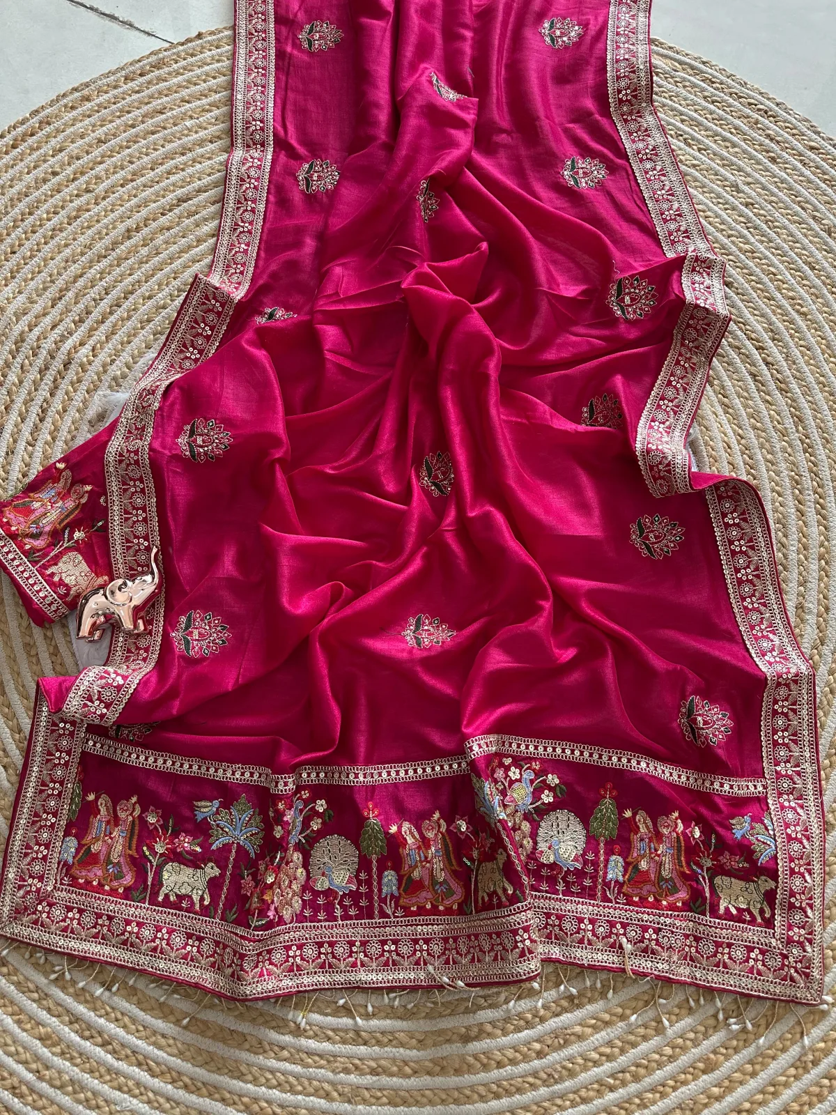 Elegant Vichitra Silk Saree - Pink view 4