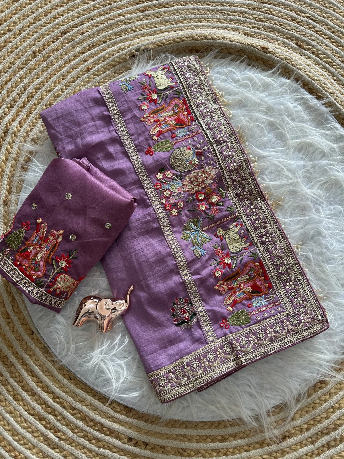 Elegant Vichitra Silk Saree - Purple