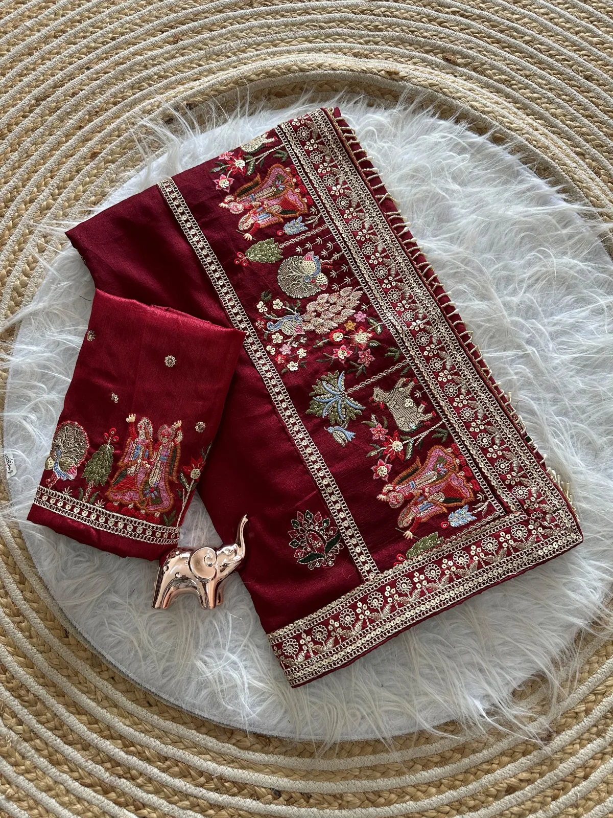 Elegant Vichitra Silk Saree - Maroon