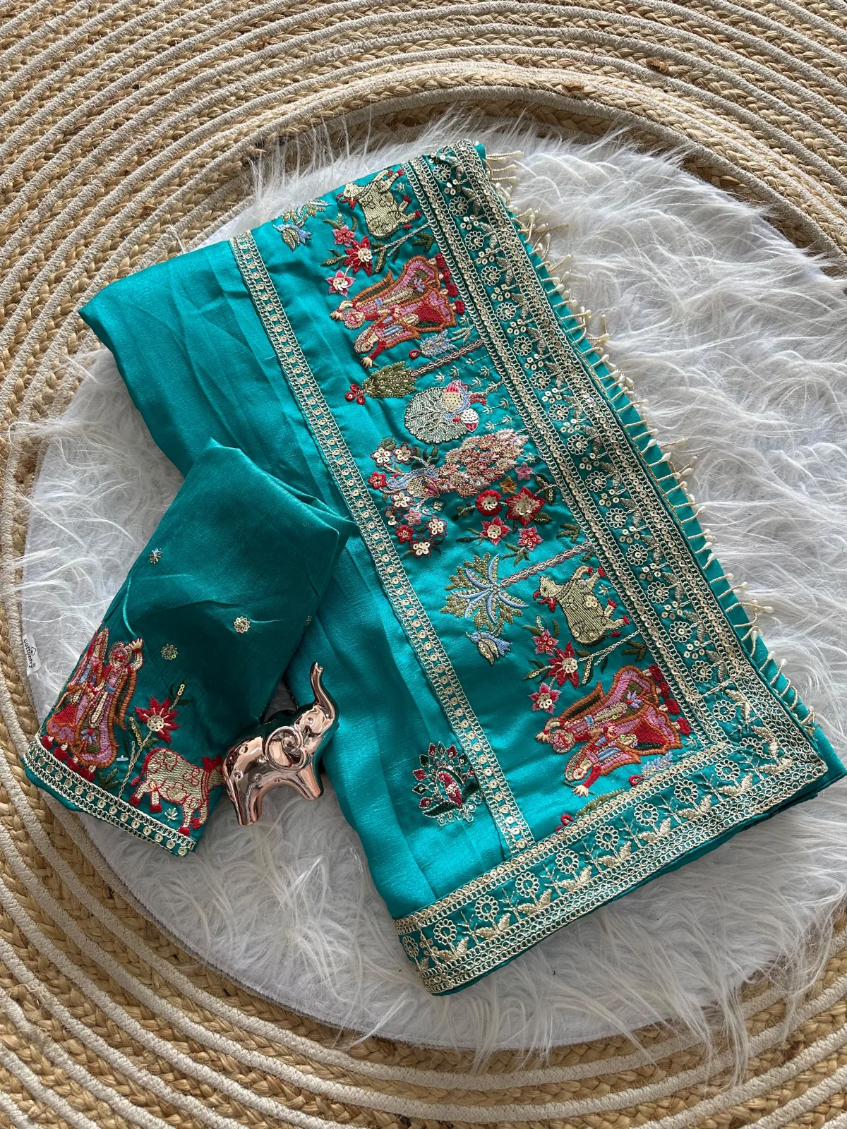 Elegant Vichitra Silk Saree - Blue