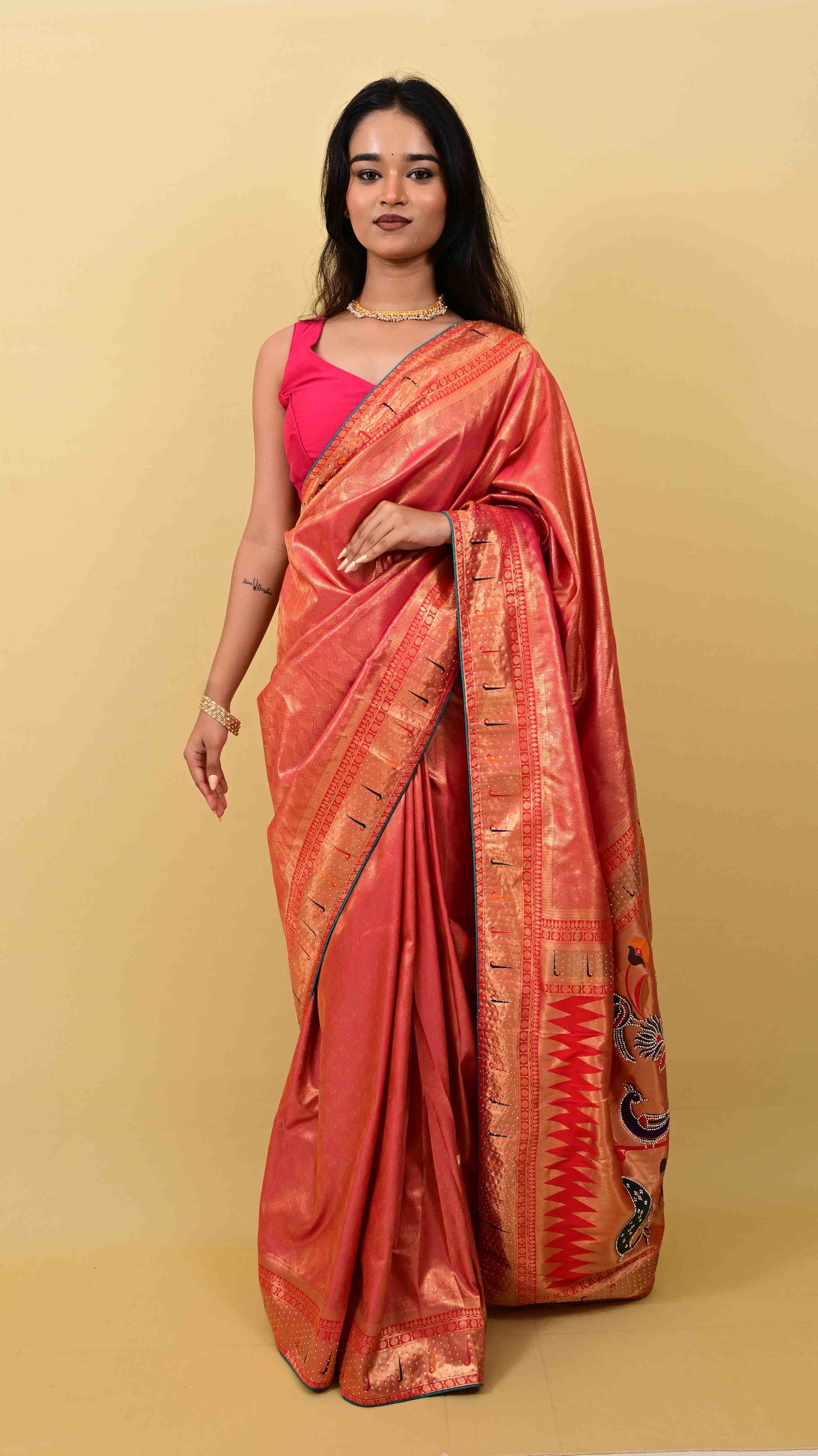 Imperial Ivory Zardosi Heritage Saree view 5