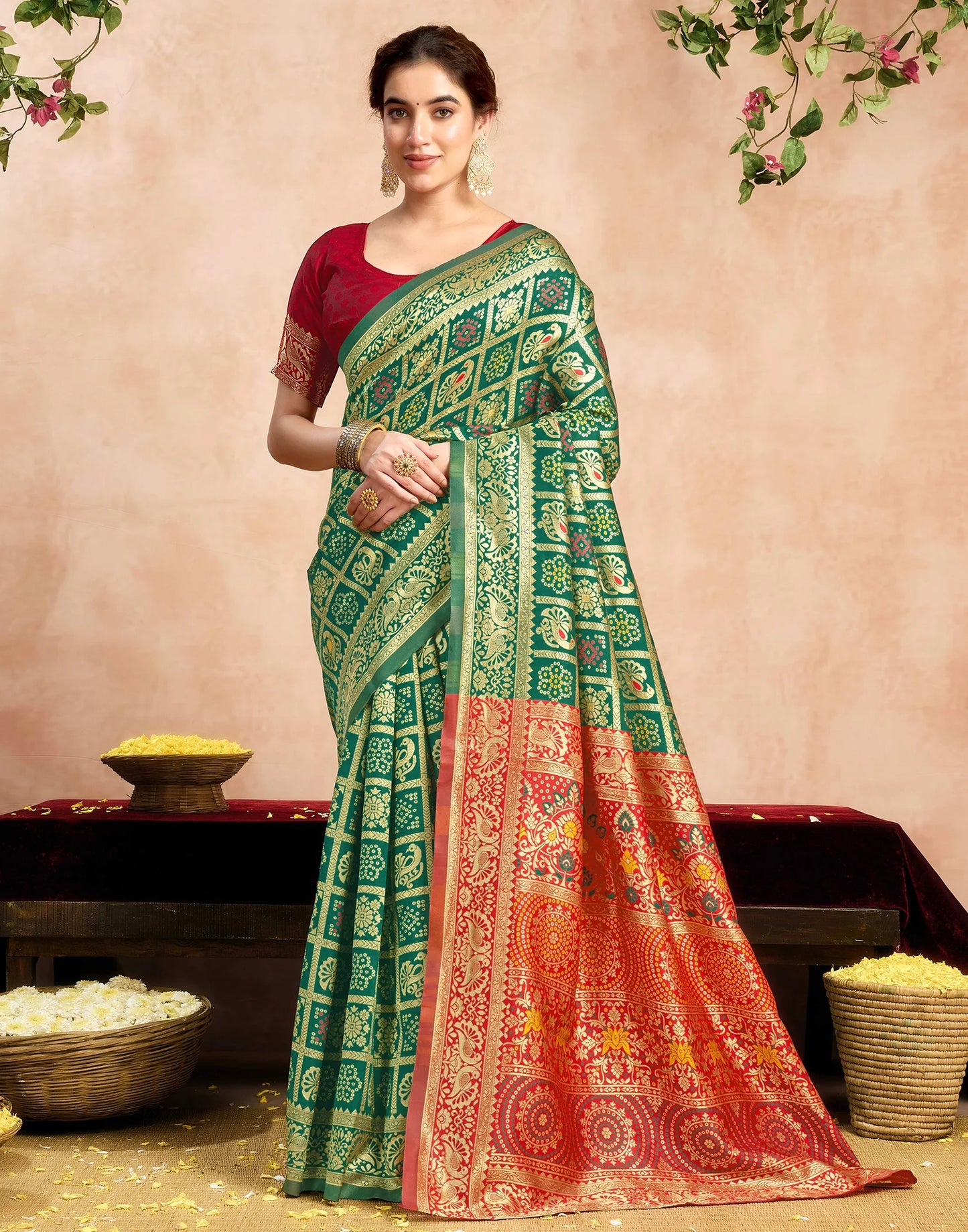 Green Silk Woven Patola Saree