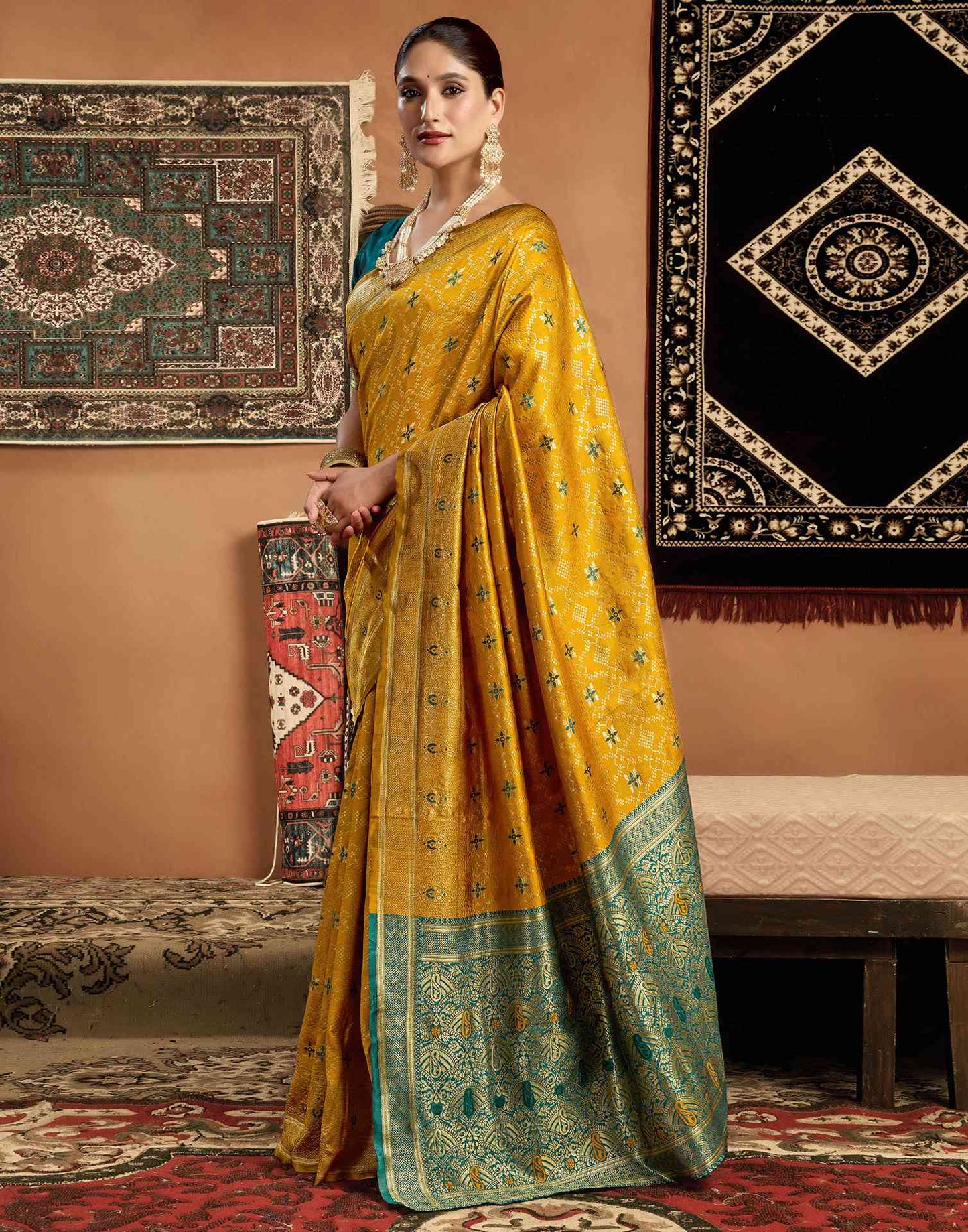 Turmeric Yellow Silk Woven Saree