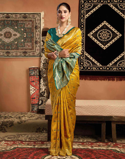 Turmeric Yellow Silk Woven Saree