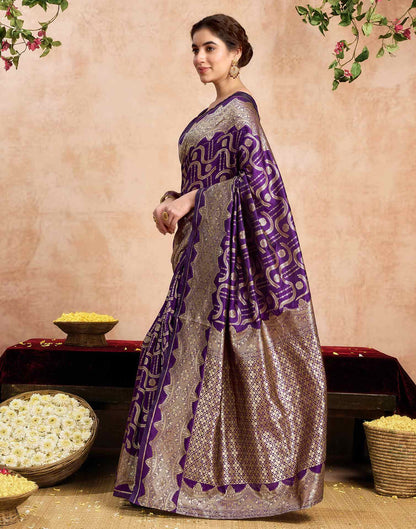 Dark Purple Silk Woven Saree