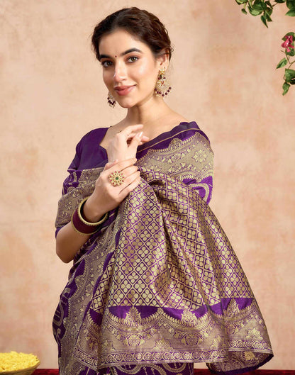 Dark Purple Silk Woven Saree