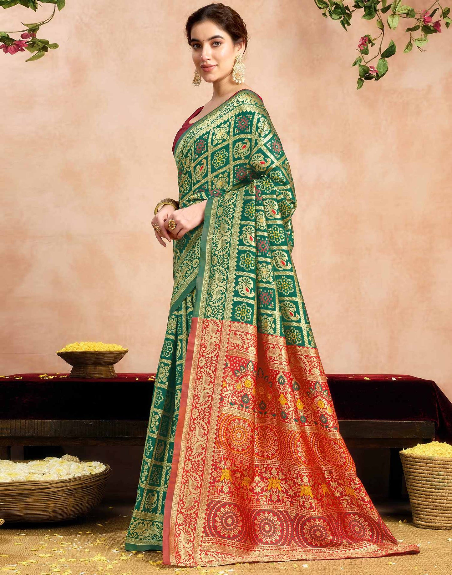 Green Silk Woven Patola Saree