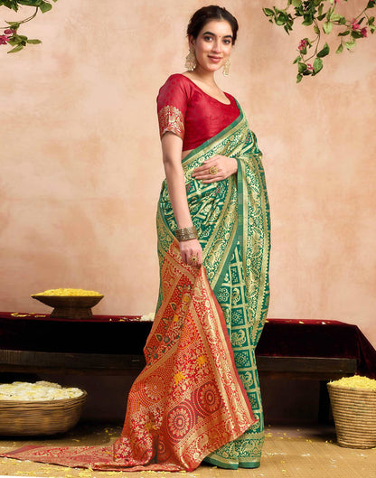 Green Silk Woven Patola Saree