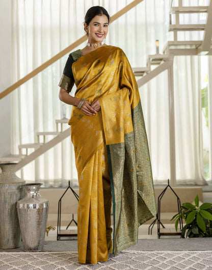 Mustard Yellow Silk Woven Saree