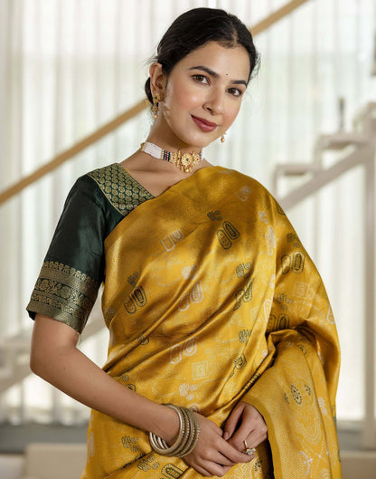 Mustard Yellow Silk Woven Saree