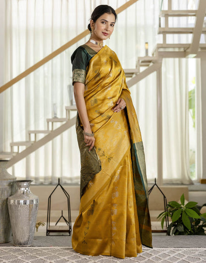 Mustard Yellow Silk Woven Saree