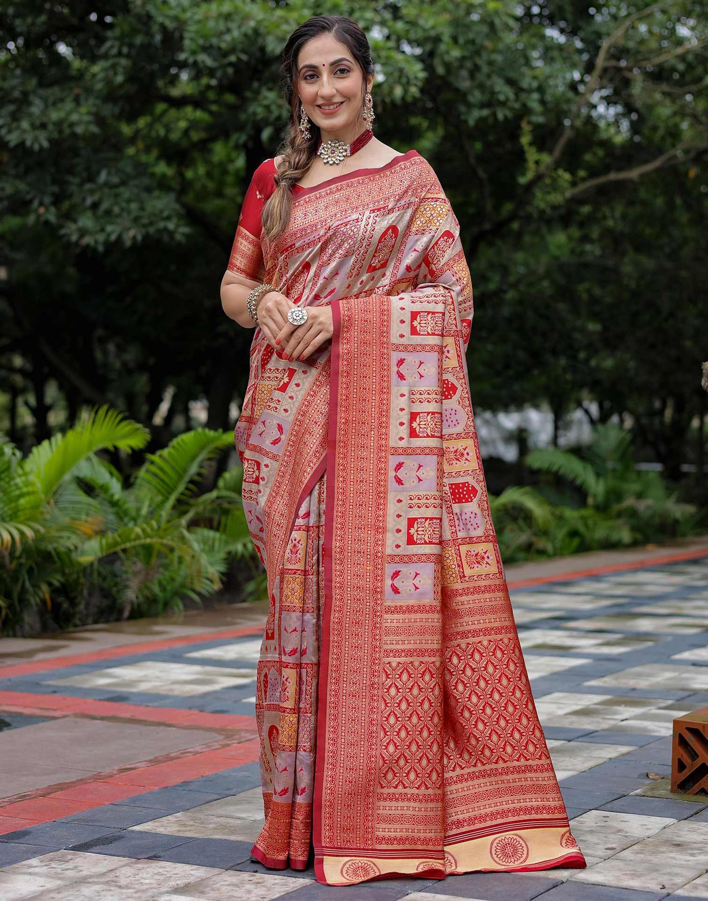 Light Mauve Silk Woven Saree
