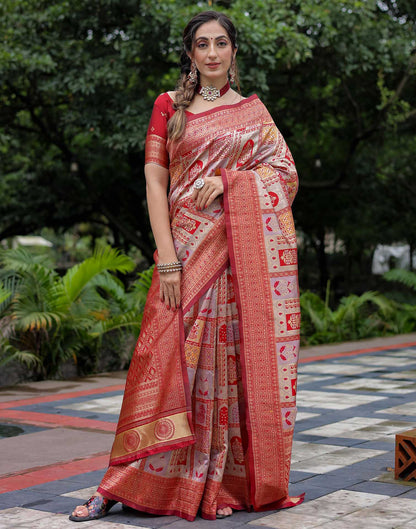 Light Mauve Silk Woven Saree