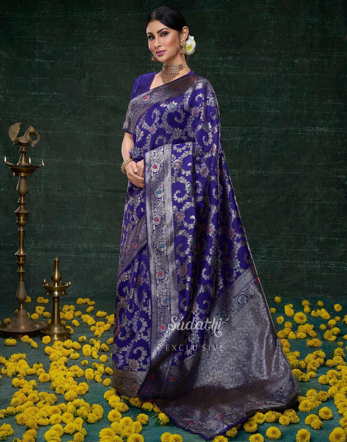 Mouni Roy Blue Kashish Banarasi Saree