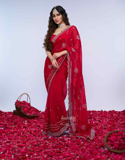 Maroon Silk Woven Banarasi Saree